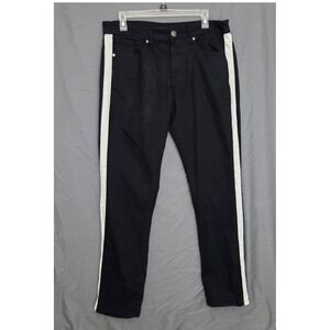 Ethanol Mens Black Jeans White Side Stripe Slim Fit Stretch 34x32 Streetwear